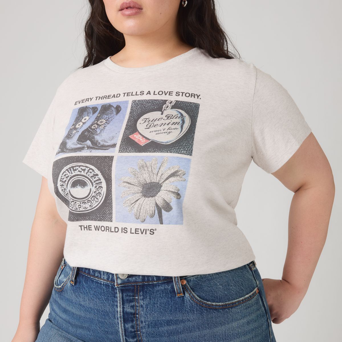 Perfect T-Shirt (Plus Size) — Archival Grid Orbit Heather - Grey