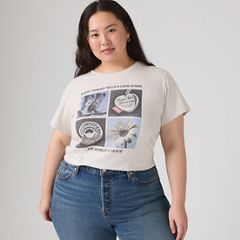 Perfect T-Shirt (Plus Size) — Archival Grid Orbit Heather - Grey 1