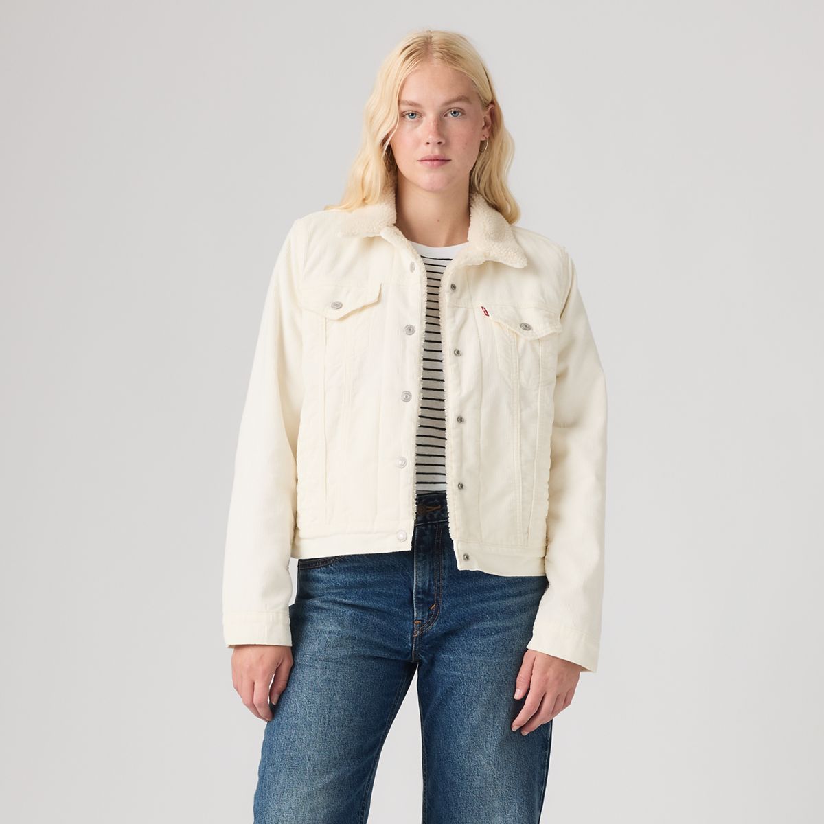 Original Sherpa Trucker Jacket — Egret - White