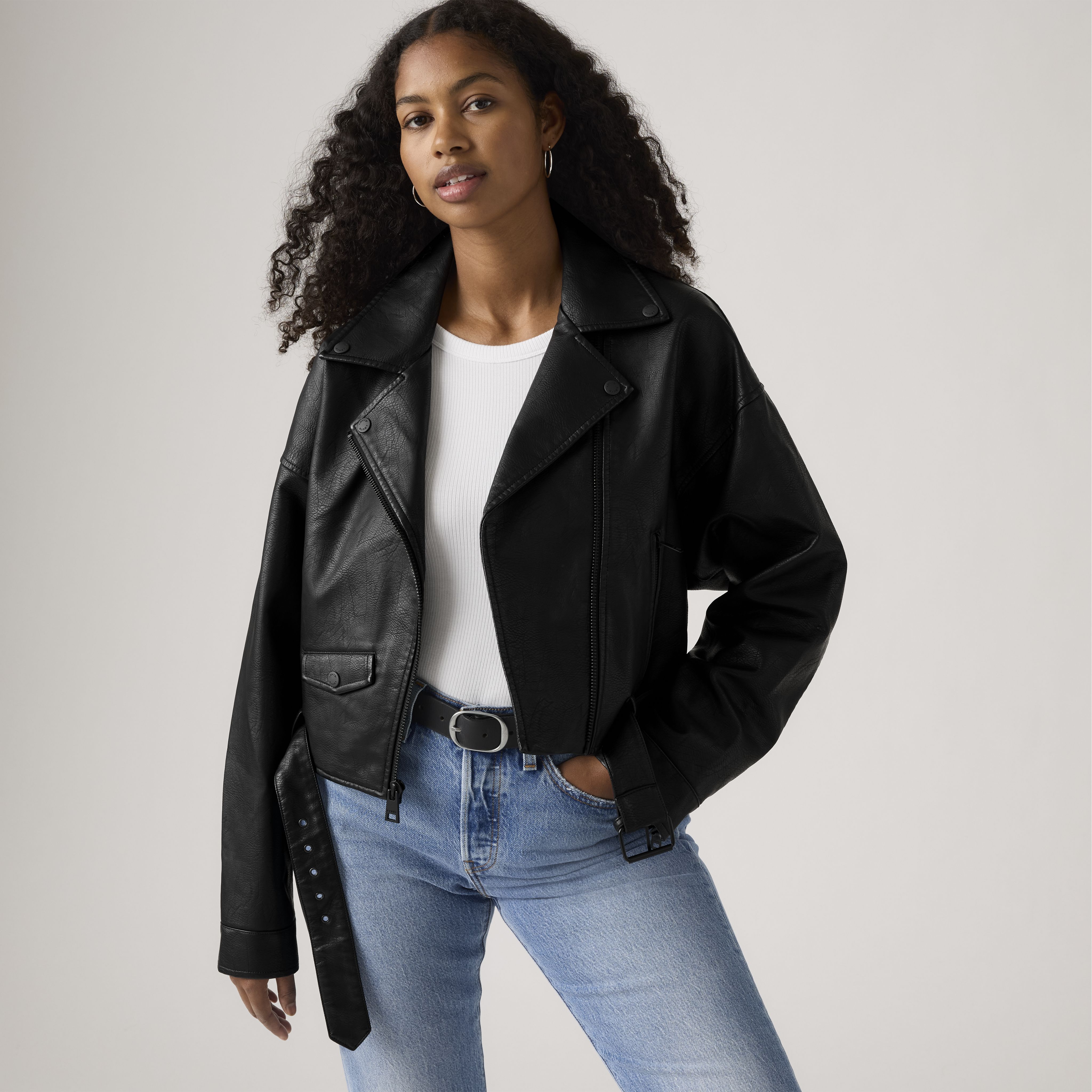 Belted Crop Moto Jacket 1