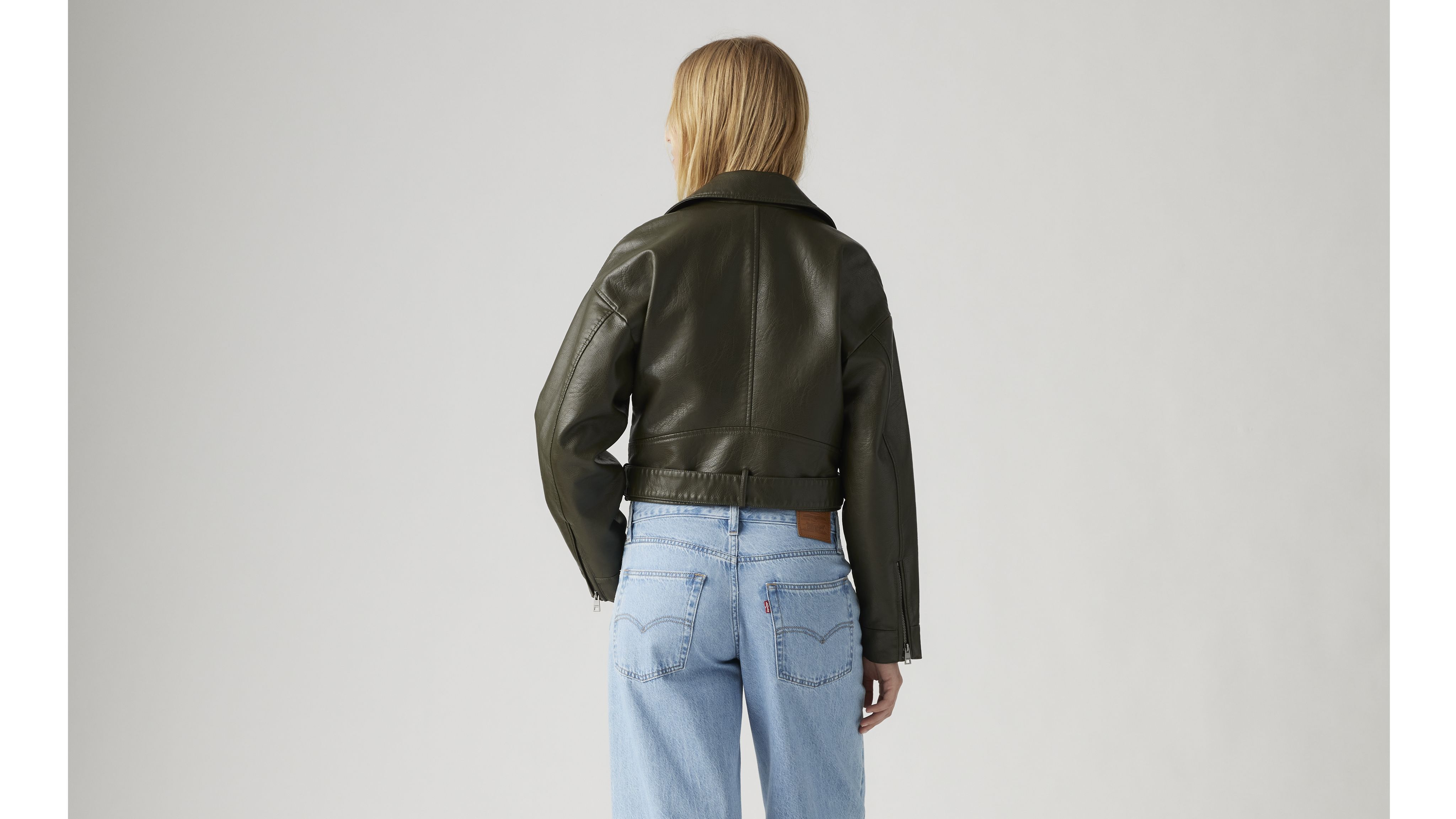 Belted Crop Moto Jacket - Green | Levi's® US