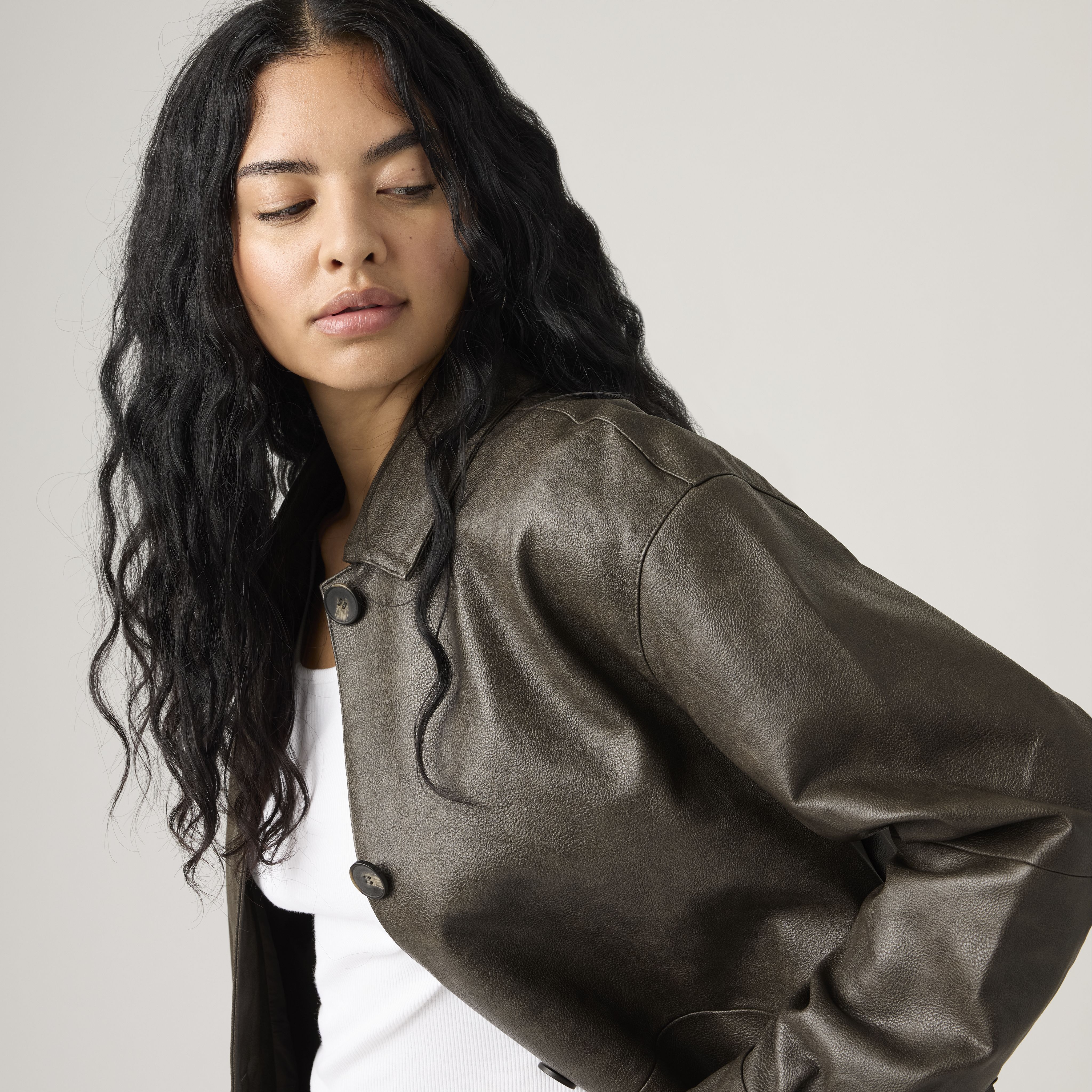 Faux Leather Vintage Blazer 2