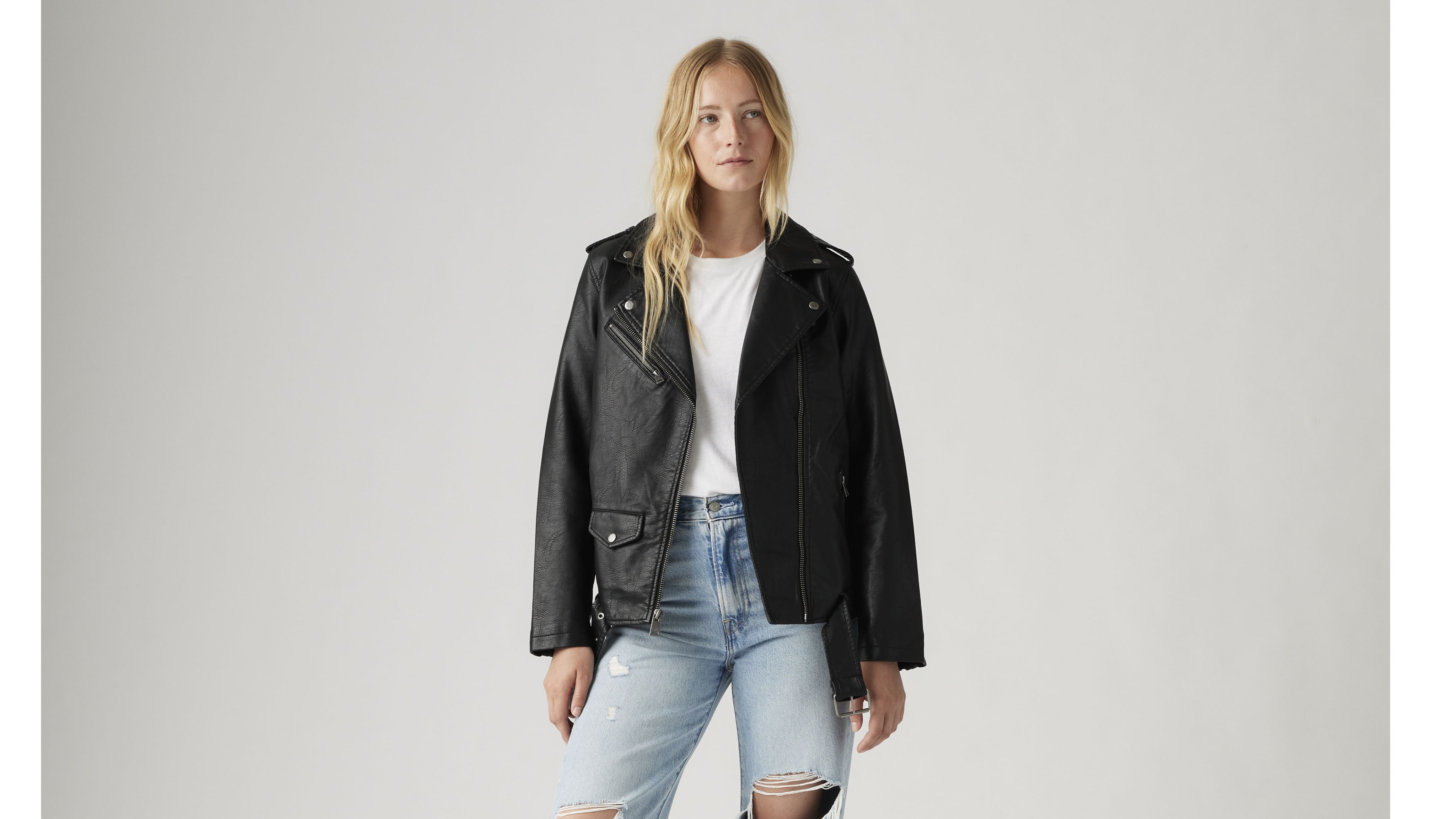 Longline Faux Leather Moto Jacket - Black | Levi's® US