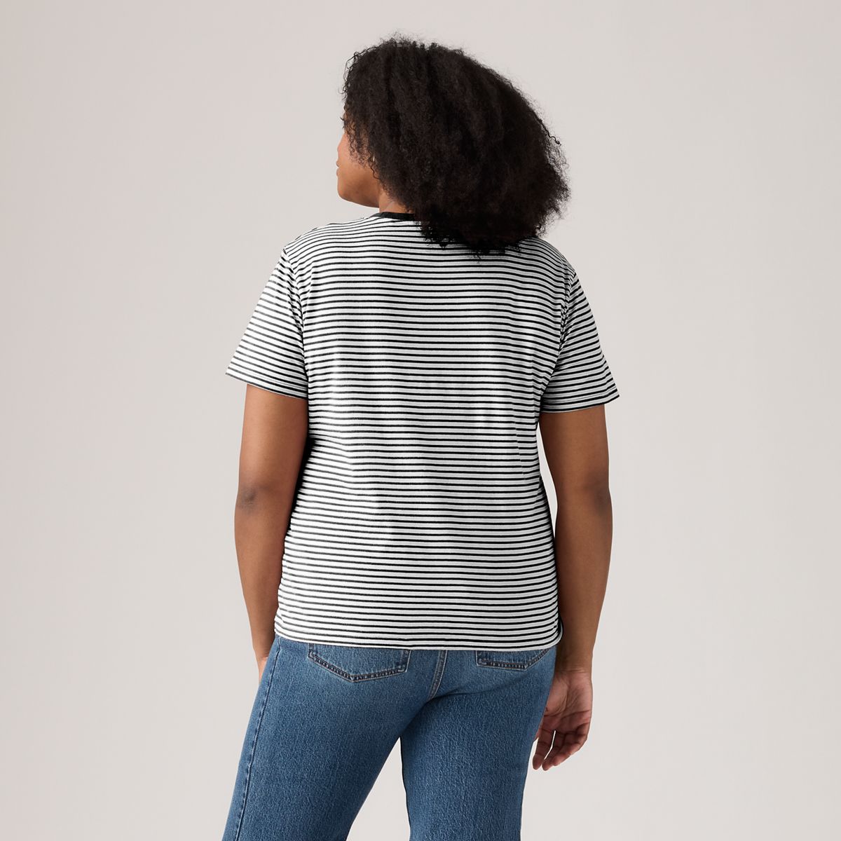 Perfect T-Shirt (Plus Size) — Raita Stripe Caviar - Multi Colour