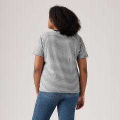 Perfect T-Shirt (Plus Size) — Raita Stripe Caviar - Multi Colour 3