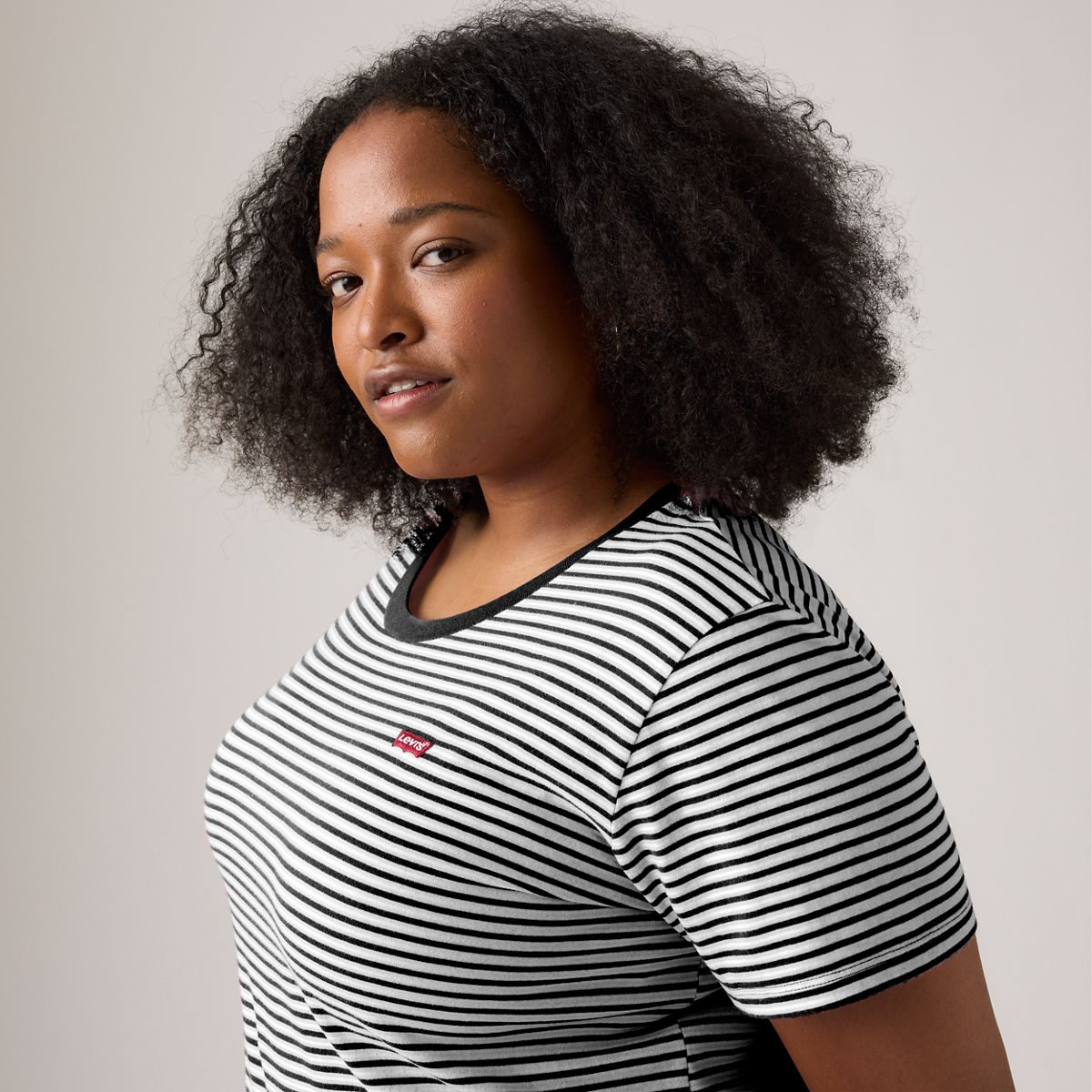 Perfect T-Shirt (Plus Size) — Raita Stripe Caviar - Multi Colour
