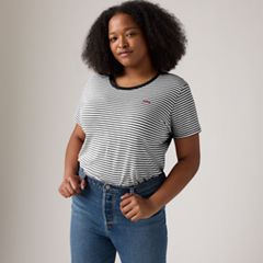 Perfect T-Shirt (Plus Size) — Raita Stripe Caviar - Multi Colour 1