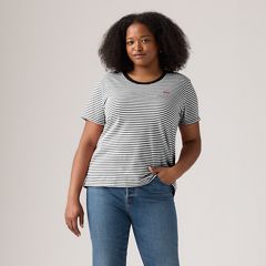 Perfect T-Shirt (Plus Size) — Raita Stripe Caviar - Multi Colour 2