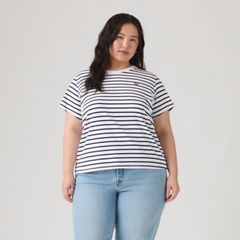 Perfect T-Shirt (Plus Size) — Emily Stripe Bright - White 3