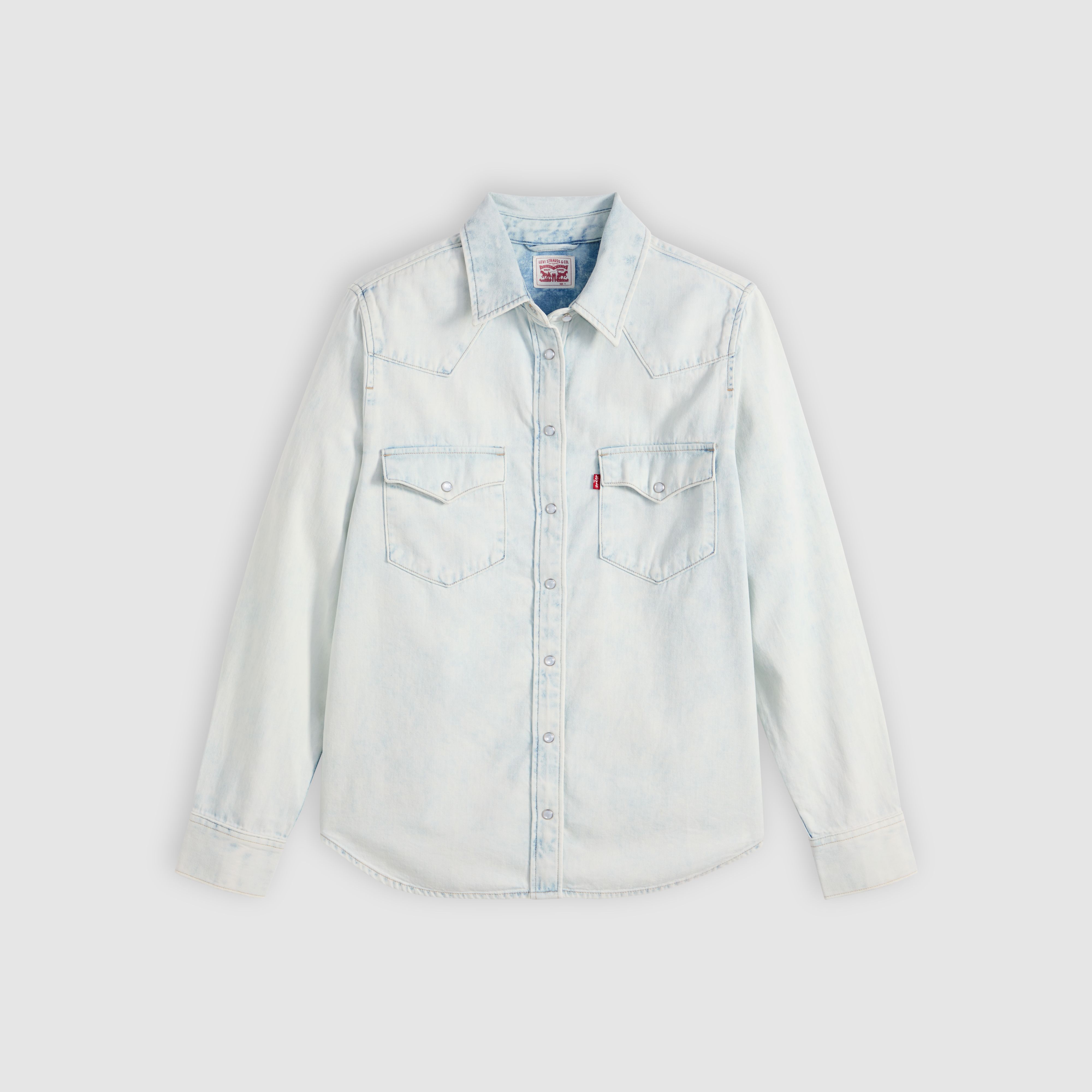 JUN MIKAMI / ジュンミカミ | ALMO WESTERN SHIRT ストライプ シャツ | ライトブルー/ホワイト | レディース JUN MIKAMI/ジュン ミカミよりALMO COTTON CLERIC SHIRT/アルモ