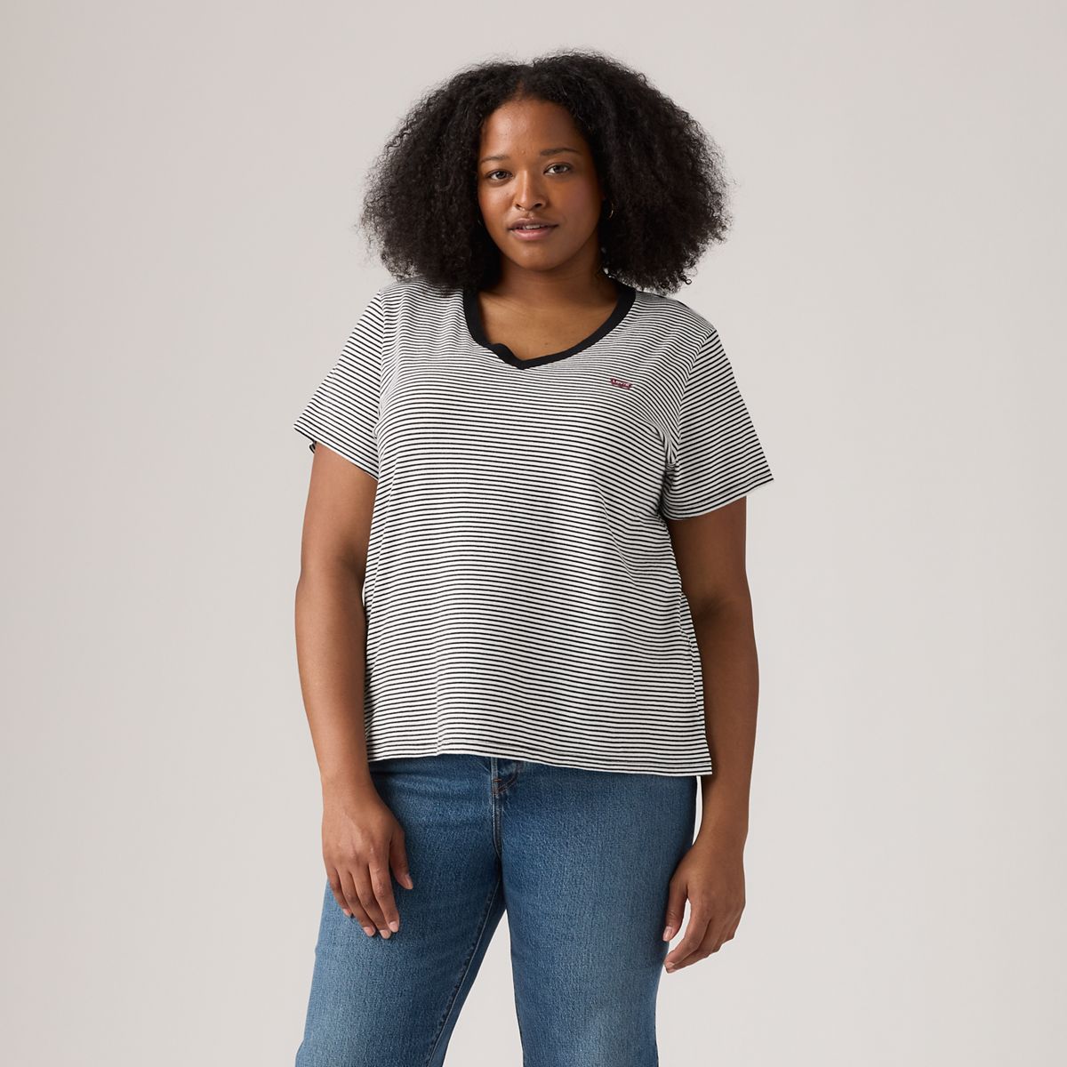 V-Neck T-Shirt (Plus Size) — Cloud Dancer - Multi-Color