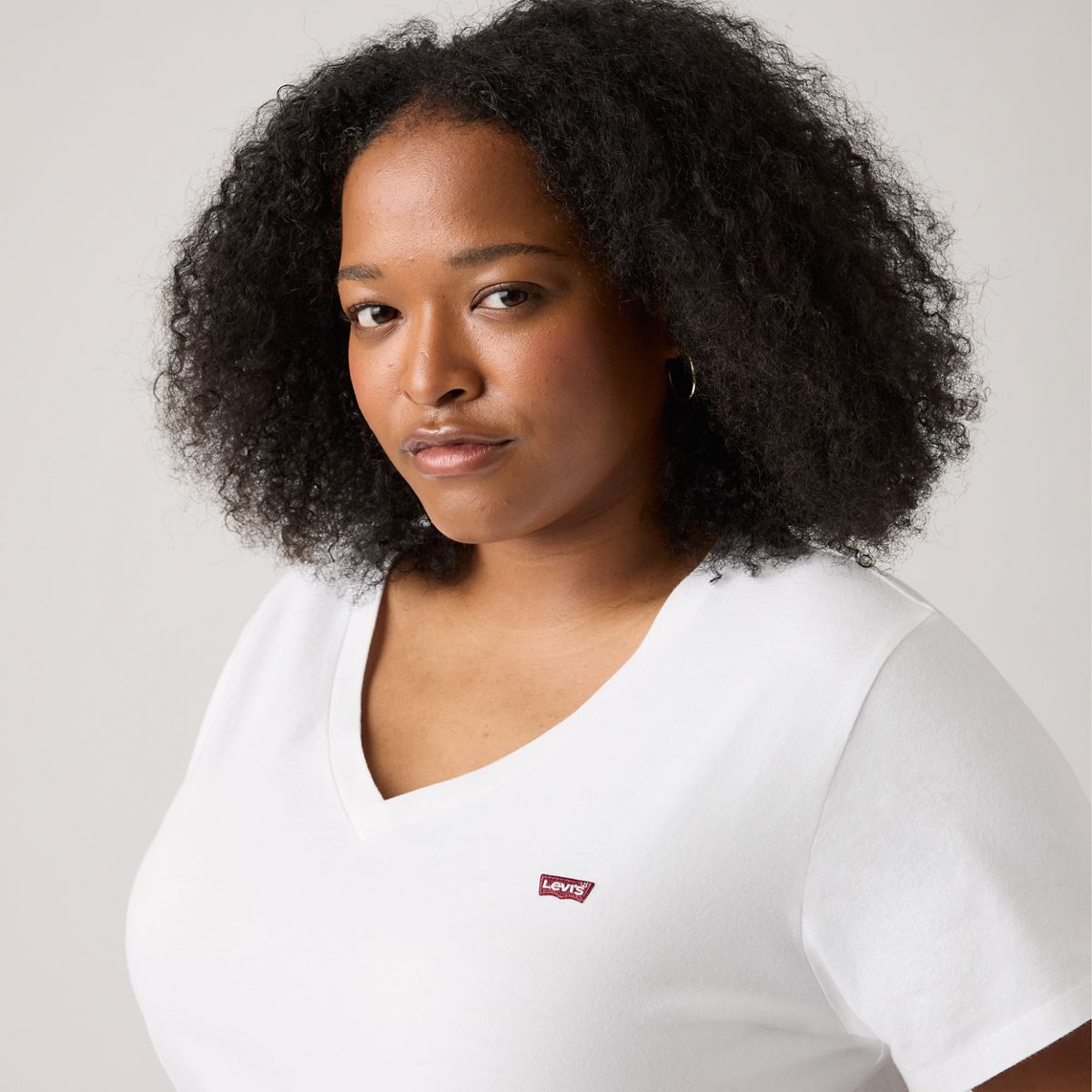 V-Neck T-Shirt (Plus Size) — Bright White - White
