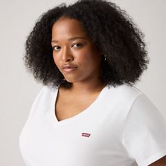 V-Neck T-Shirt (Plus Size) — Bright White - White 2