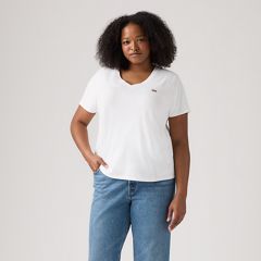 V-Neck T-Shirt (Plus Size) — Bright White - White 3