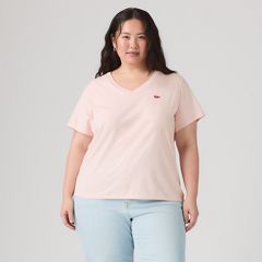 V-Neck T-Shirt (Plus Size) — Potpourri - Pink 3