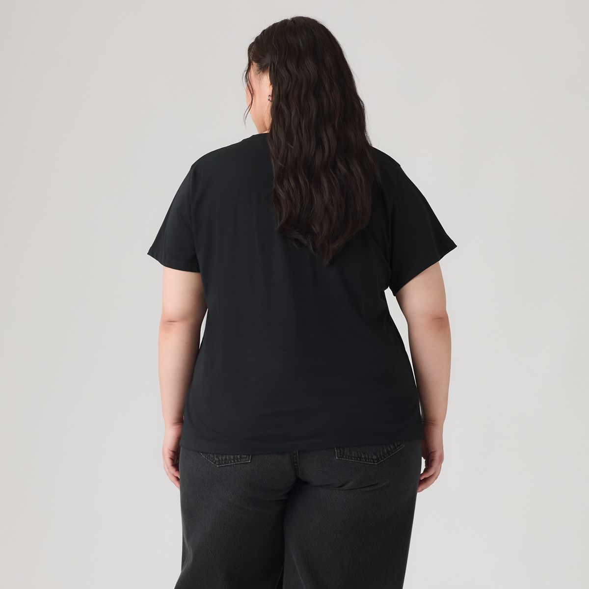 V-Neck T-Shirt (Plus Size) — Glitter Foil Mineral Black - Black