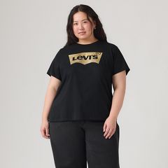 V-Neck T-Shirt (Plus Size) — Glitter Foil Mineral Black - Black 2