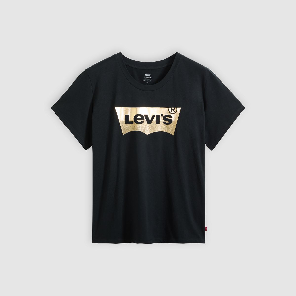 V-Neck T-Shirt (Plus Size) — Glitter Foil Mineral Black - Black