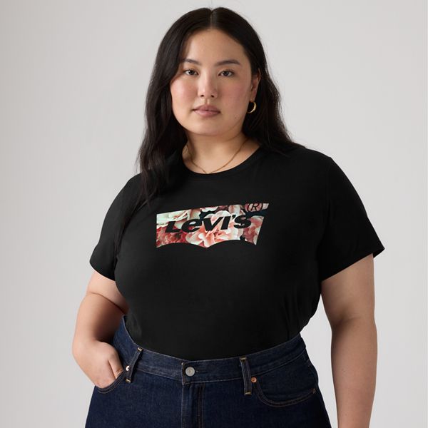 V-Neck T-Shirt (Plus Size) — Hummingbird Mineral Black - Black