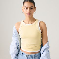 Essential Racer Tank — French Vanilla Garment Dye - Yellow 2