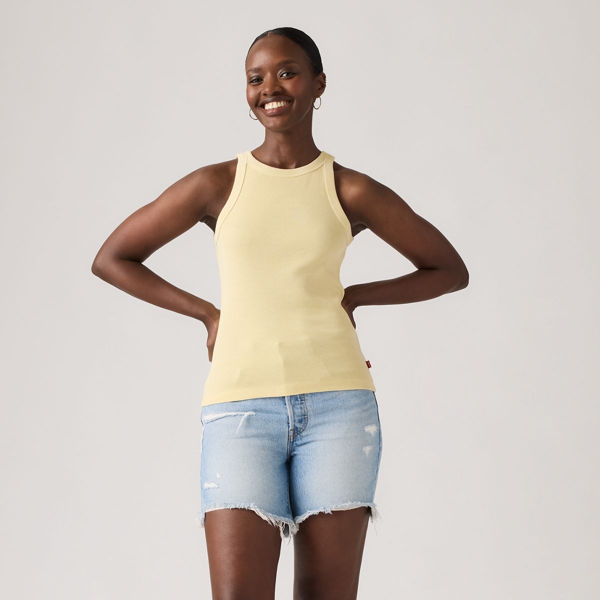 Essential Racer Tank — French Vanilla Garment Dye - Yellow