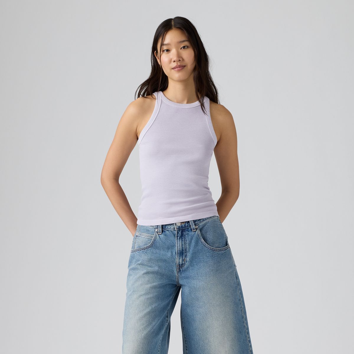 Essential Racer Tank — Garment Dye Lavender Blue - Purple