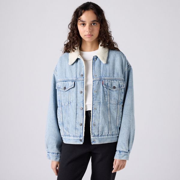 90s Sherpa Trucker Jacket — Morning Sunlight - Light Wash