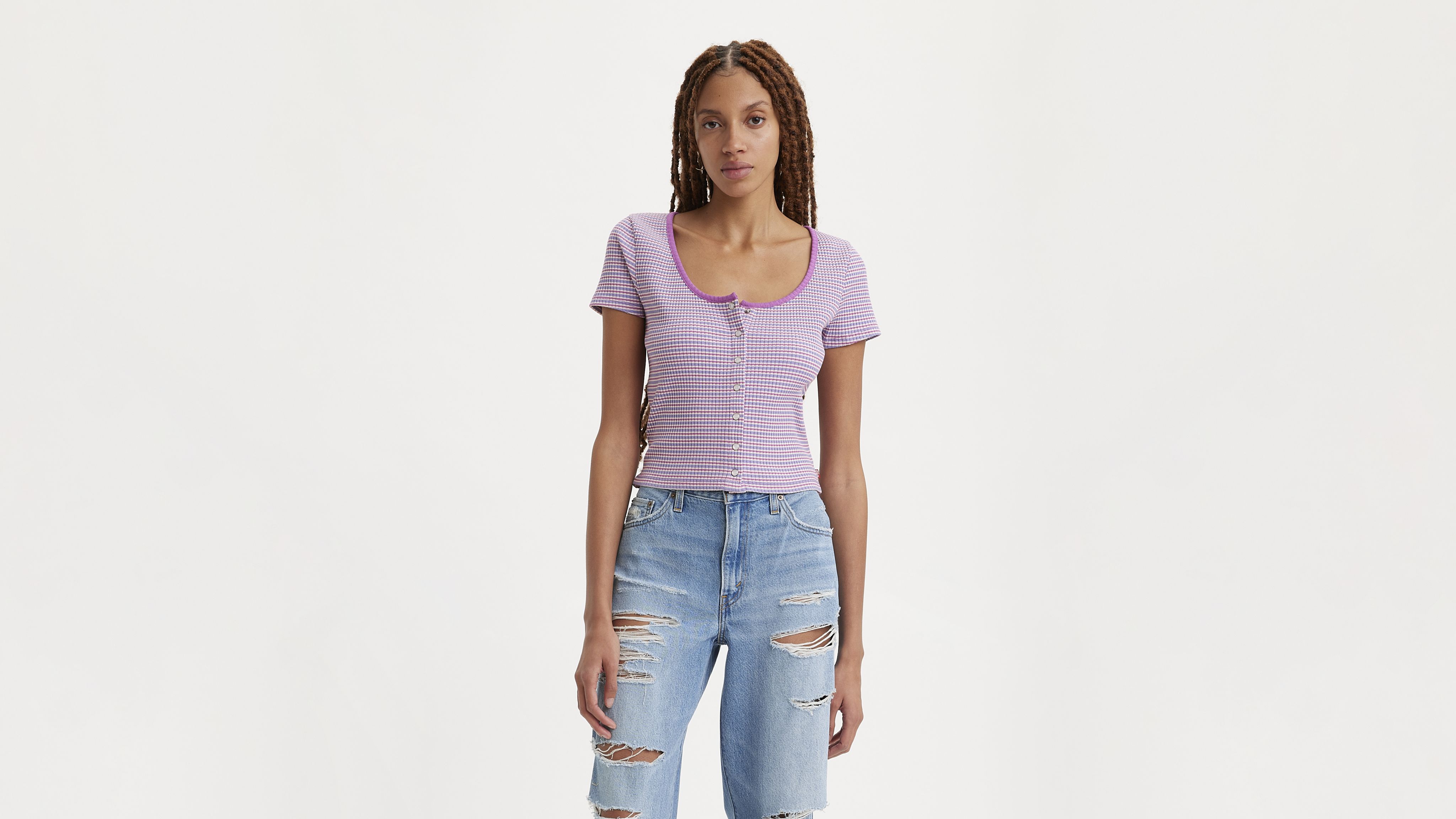 Short Sleeve Britt Snap Front Top 1