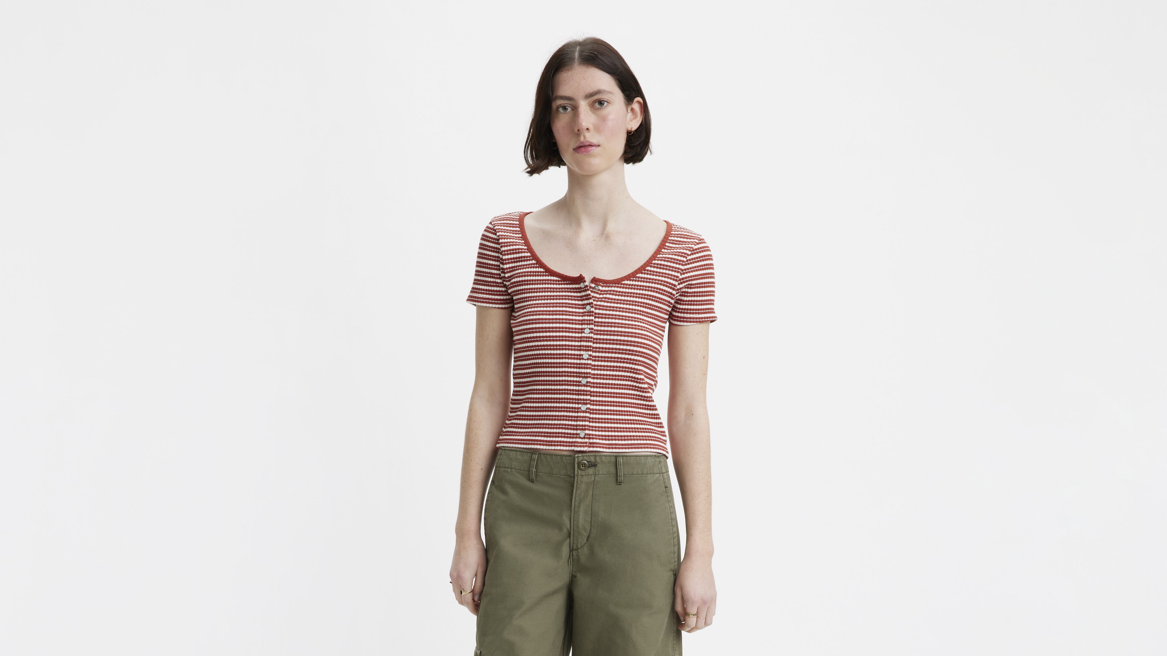 Short Sleeve Britt Snap Front Top 1