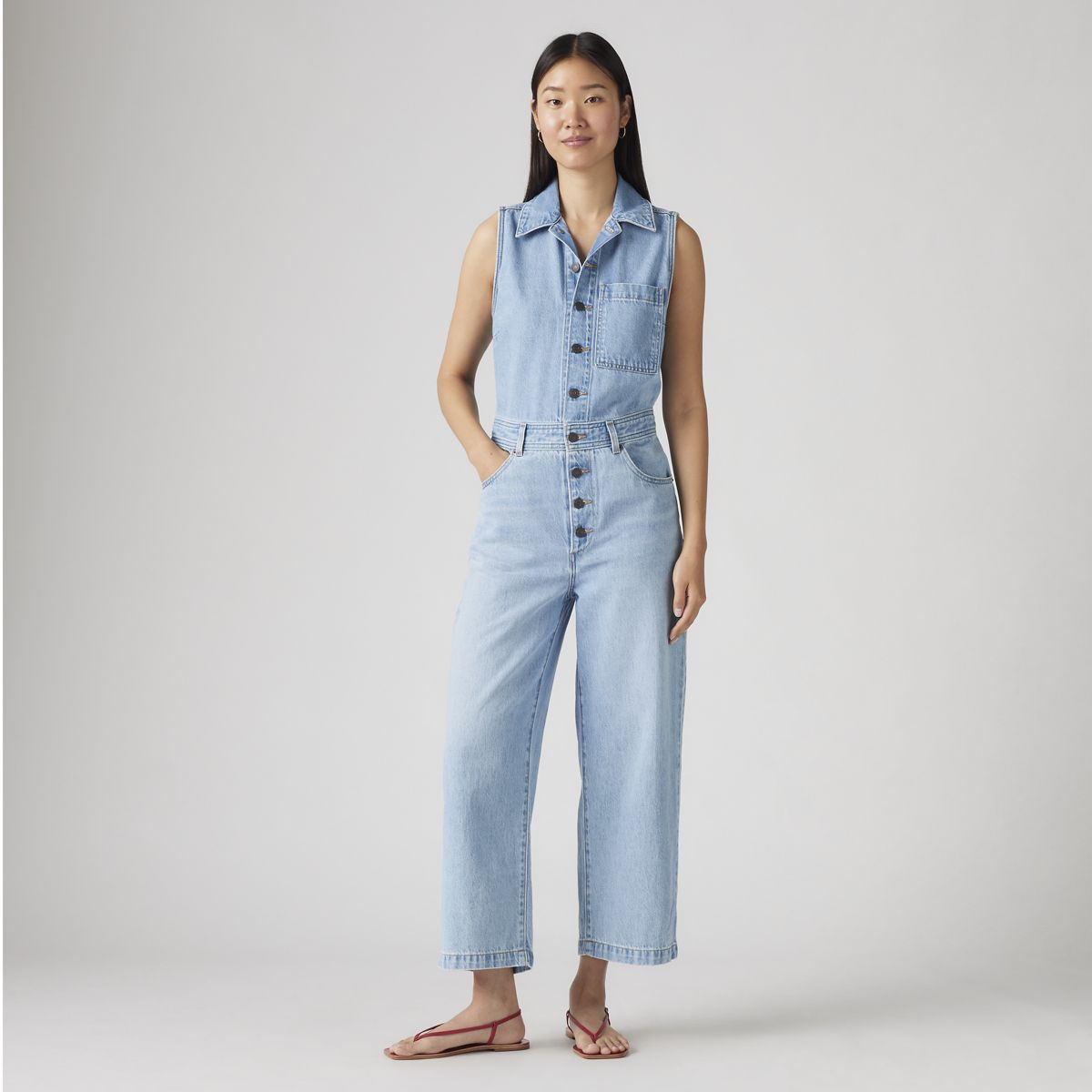 Lightweight Sleeveless Jumpsuit — Home Improvement Jum - Light Wash