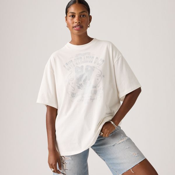 Graphic Logo Short Stack Tee — Shine Poster Daisy B - White