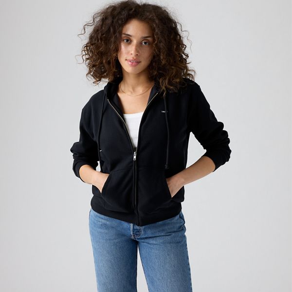 Everyday Zip-Up Hoodie Sweatshirt — Caviar - Black