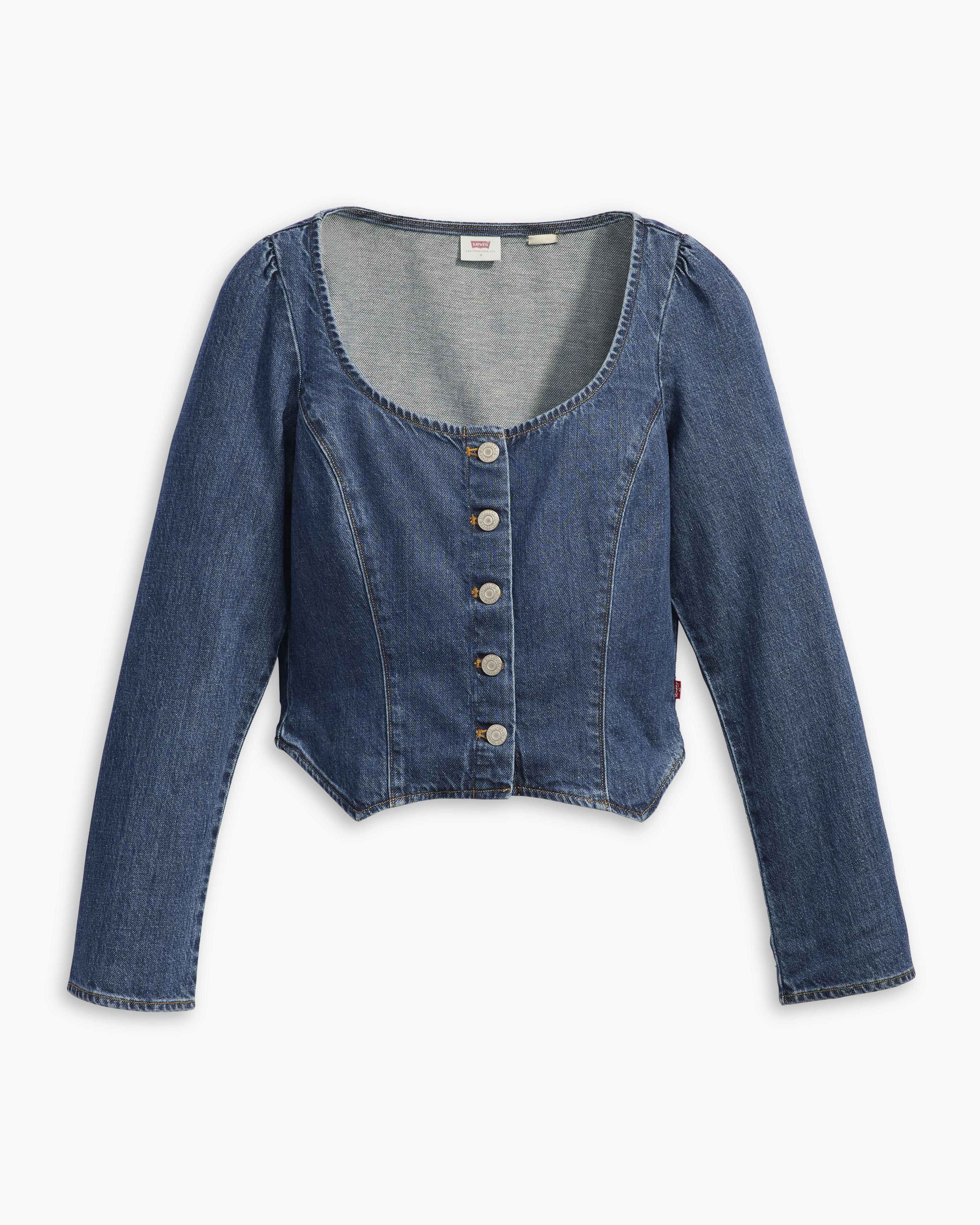 Weston Denim Long Sleeve Corset Blouse 5