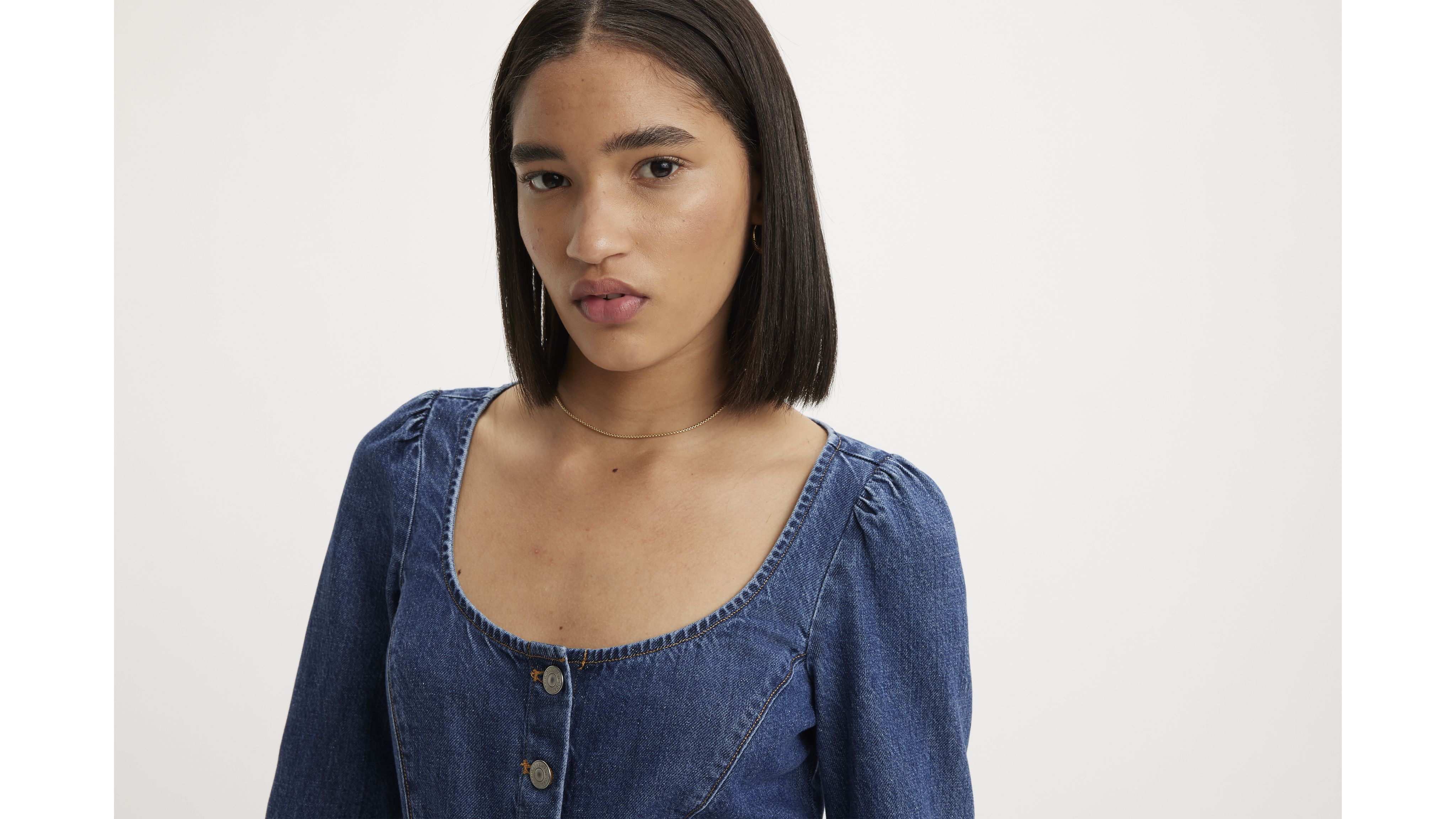 Weston Denim Long Sleeve Corset Blouse 2