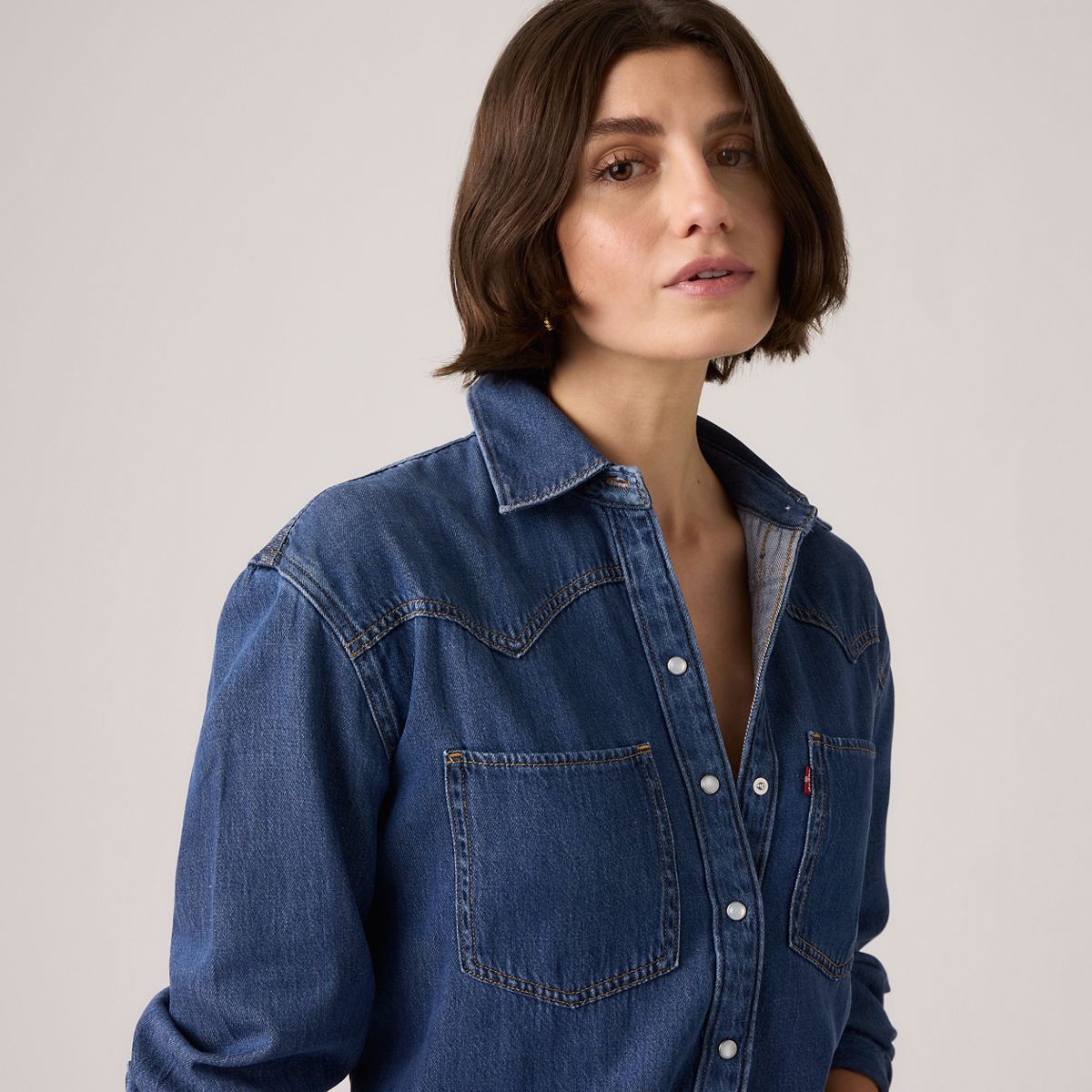 Teodora Western Shirt — Air Space - Dark Wash