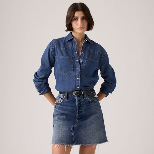 Teodora Western Shirt — Air Space - Dark Wash