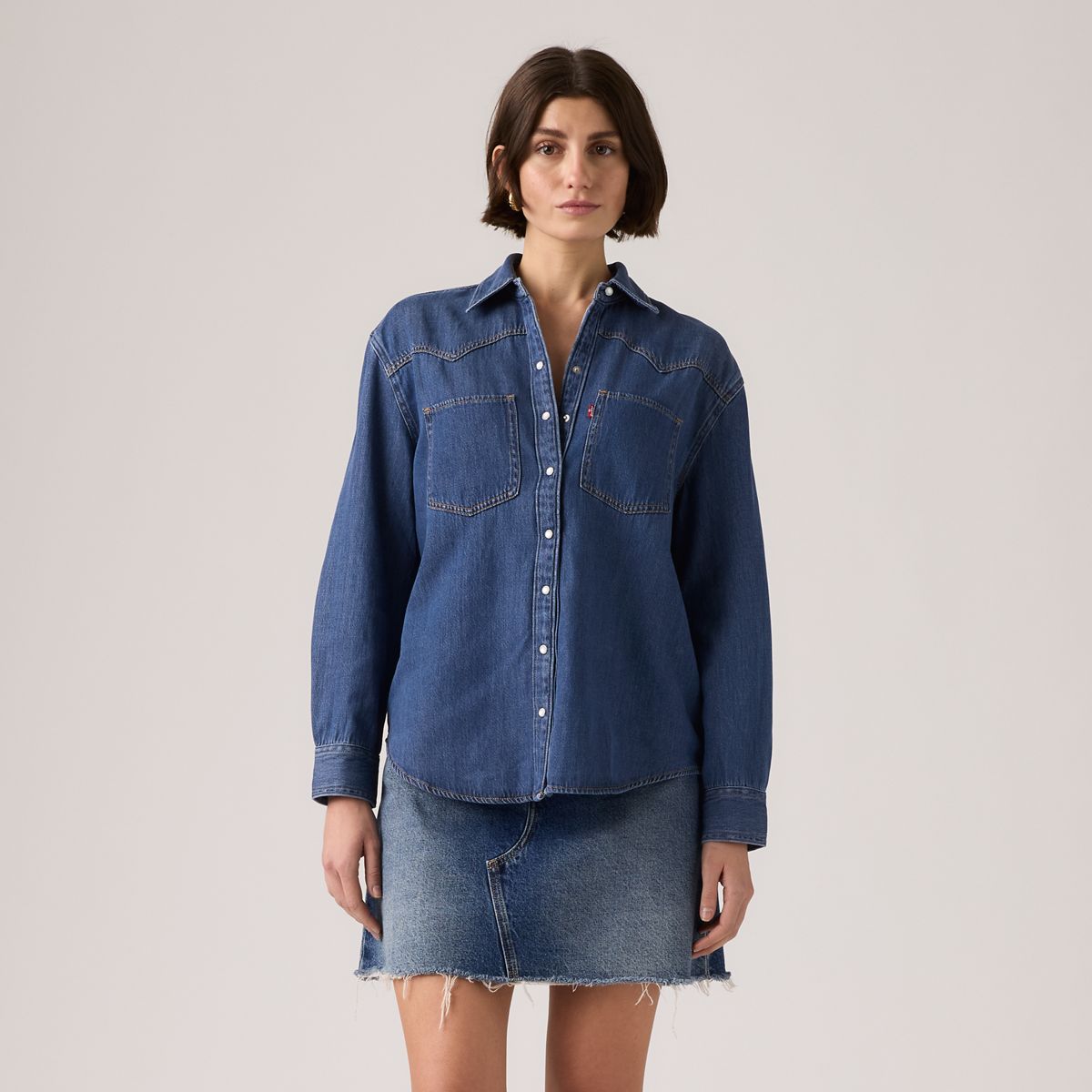 Teodora Western Shirt — Air Space - Dark Wash