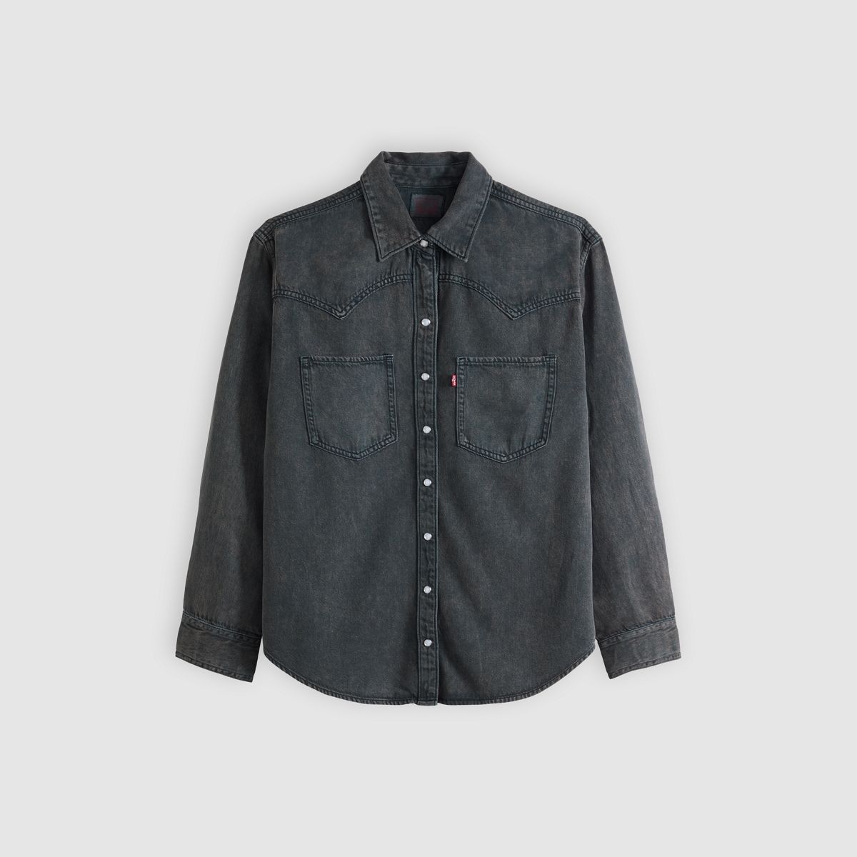 Teodora Western Shirt — Chipped Black Oyster Top - Black