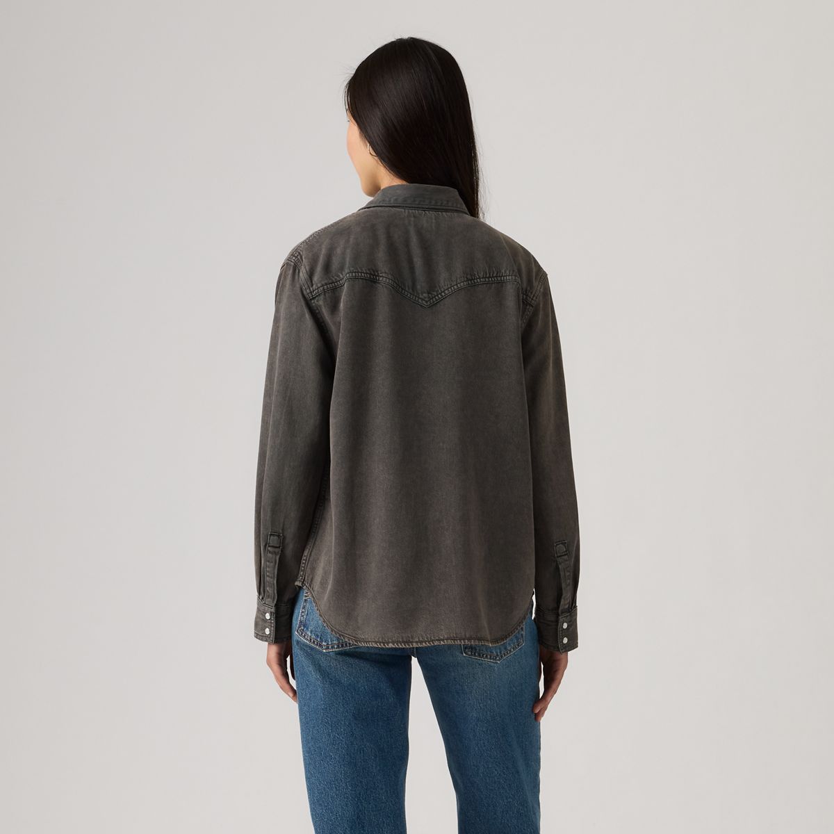 Teodora Western Shirt — Chipped Black Oyster Top - Black