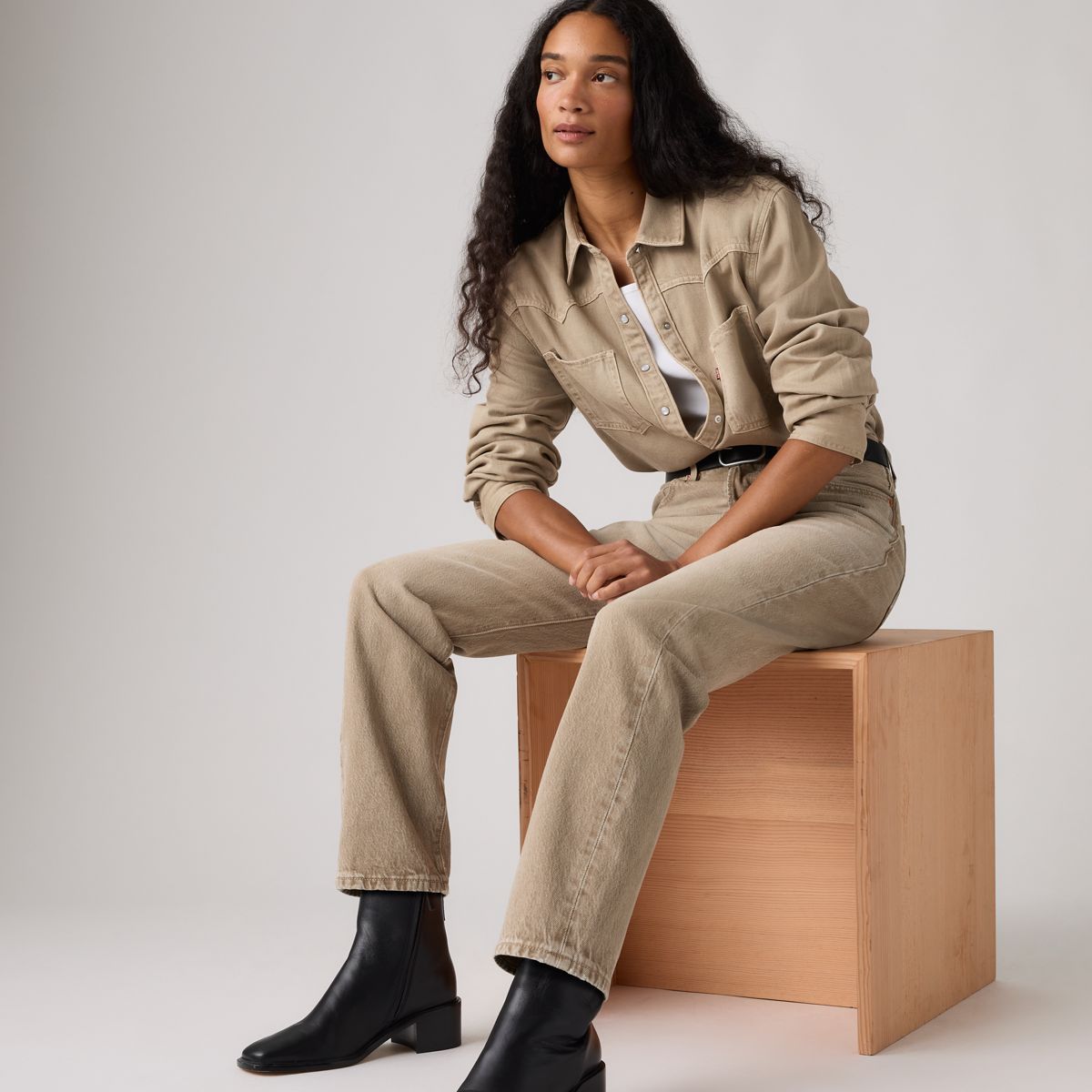 Teodora Western Shirt — Chipped Winter Twig Wst - Beige