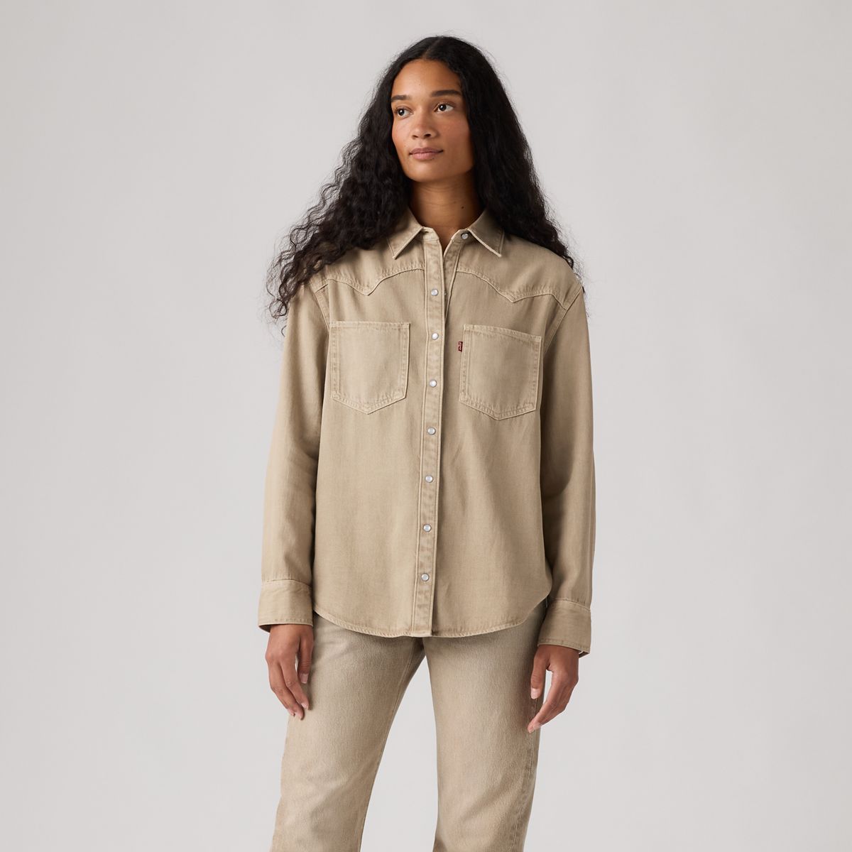 Teodora Western Shirt — Chipped Winter Twig Wst - Beige