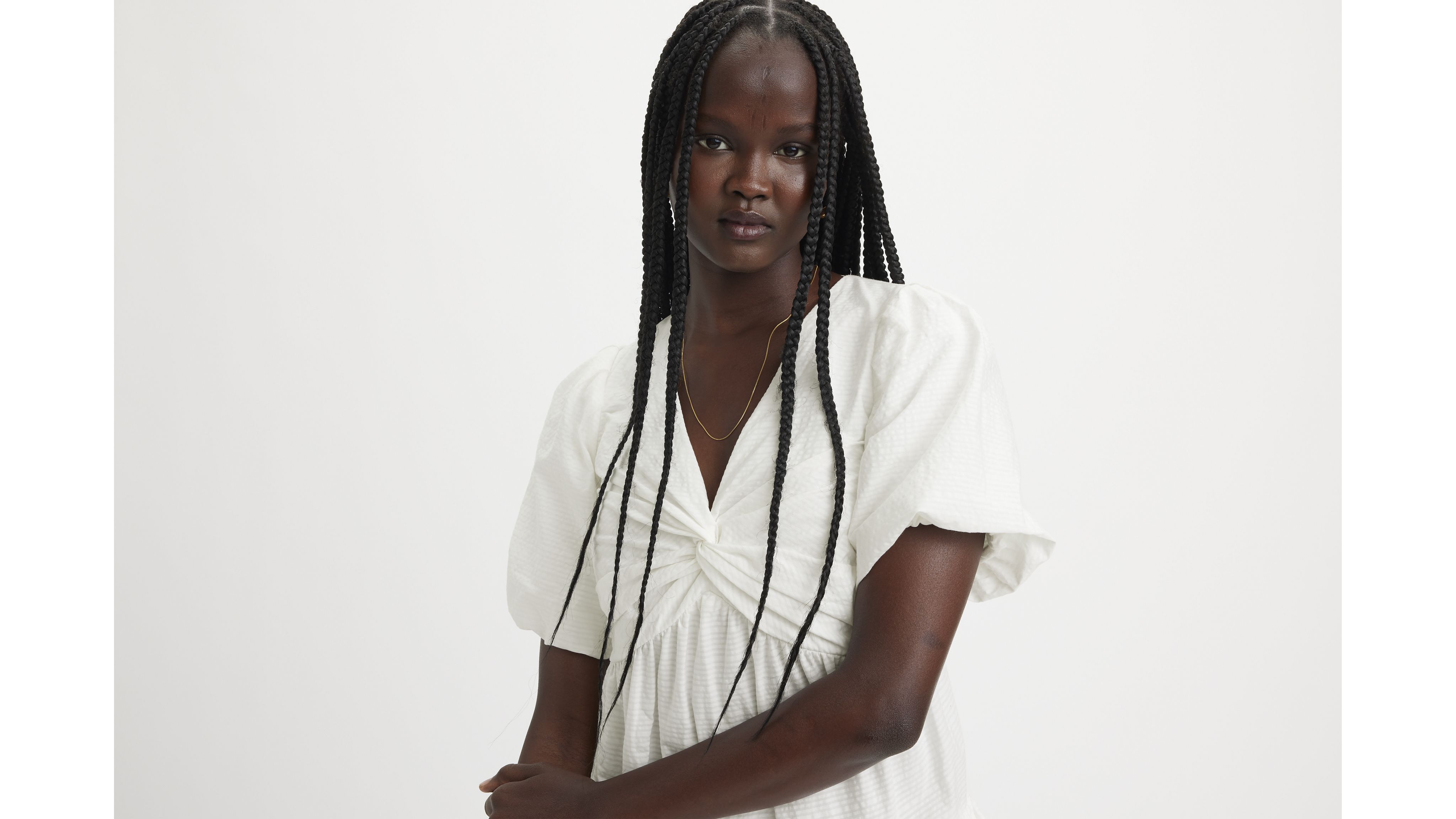 Volume Sleeve Tiered Dress