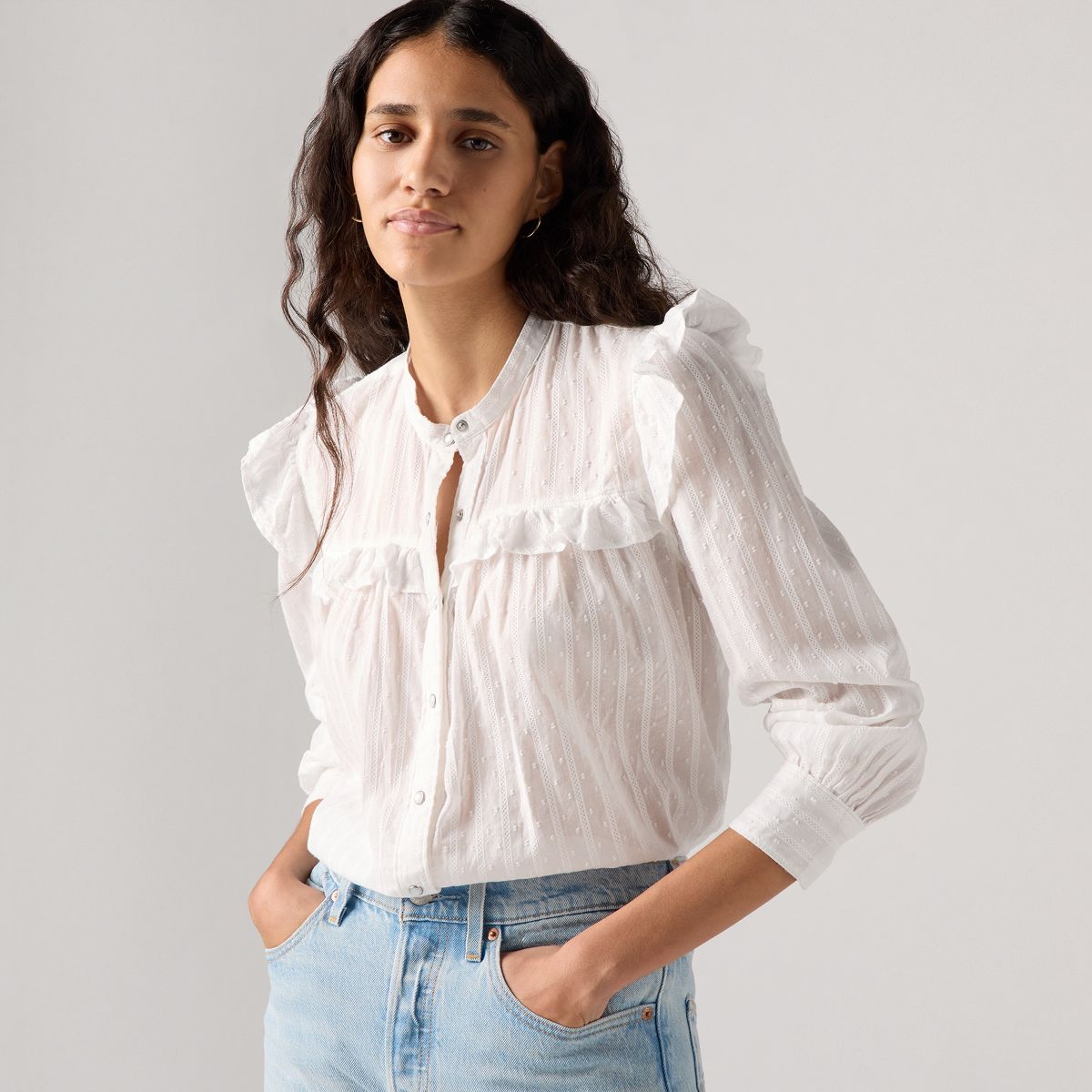 Gianna Long Sleeve Blouse — Bright White