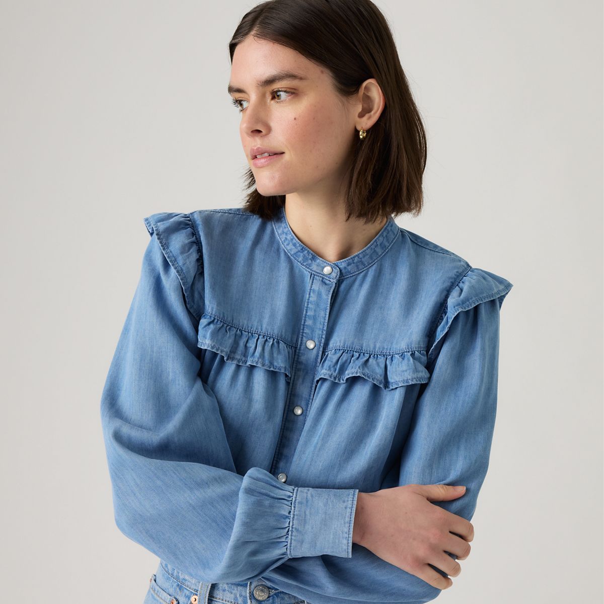 Gianna Long Sleeve Blouse — Take It Again - Medium Wash