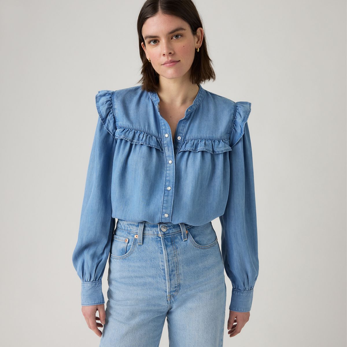 Gianna Long Sleeve Blouse — Take It Again - Medium Wash