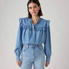 Gianna Long Sleeve Blouse — Take It Again - Medium Wash 1