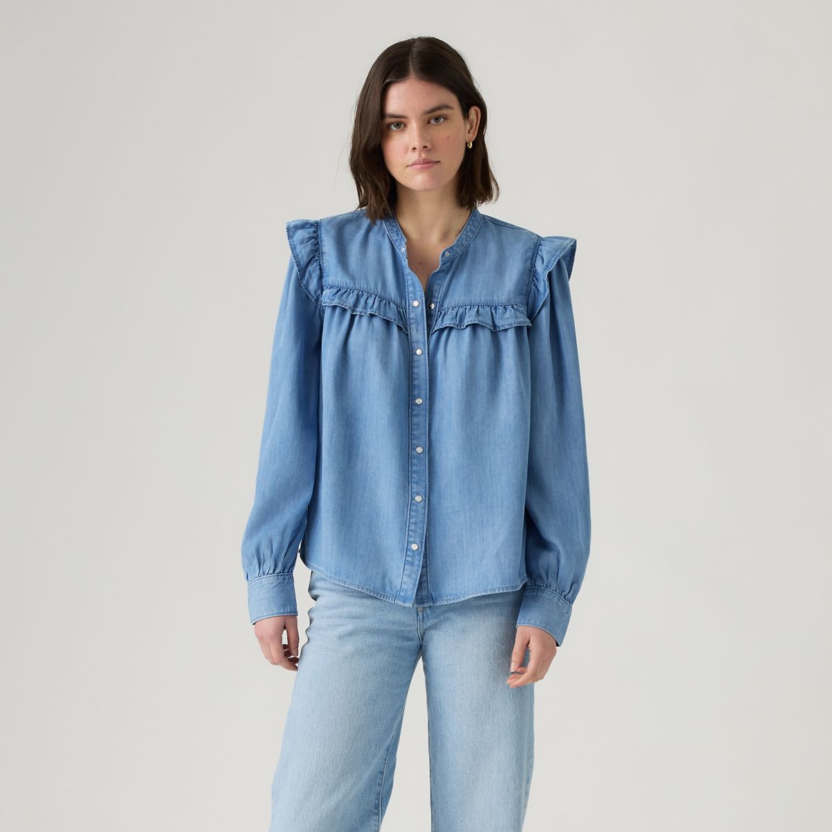 Gianna Long Sleeve Blouse — Take It Again - Medium Wash