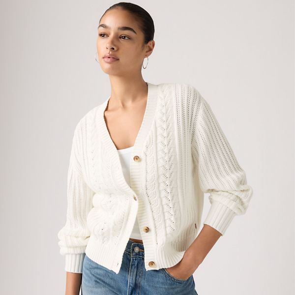 Snowflake Cardigan — Tofu - White