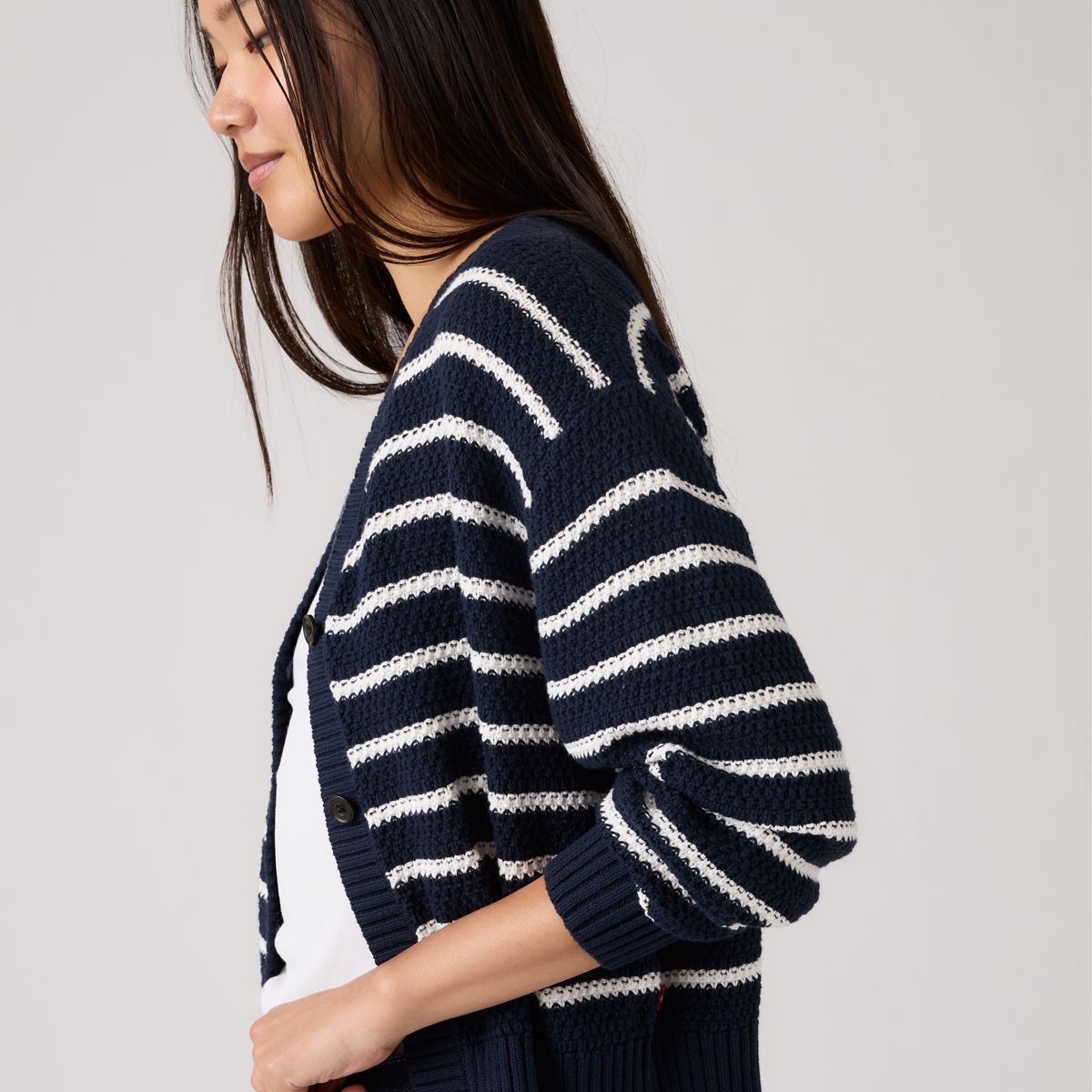 Snowflake Cardigan — Susanne Stripe Navy - Blue