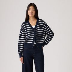 Snowflake Cardigan — Susanne Stripe Navy - Blue 3